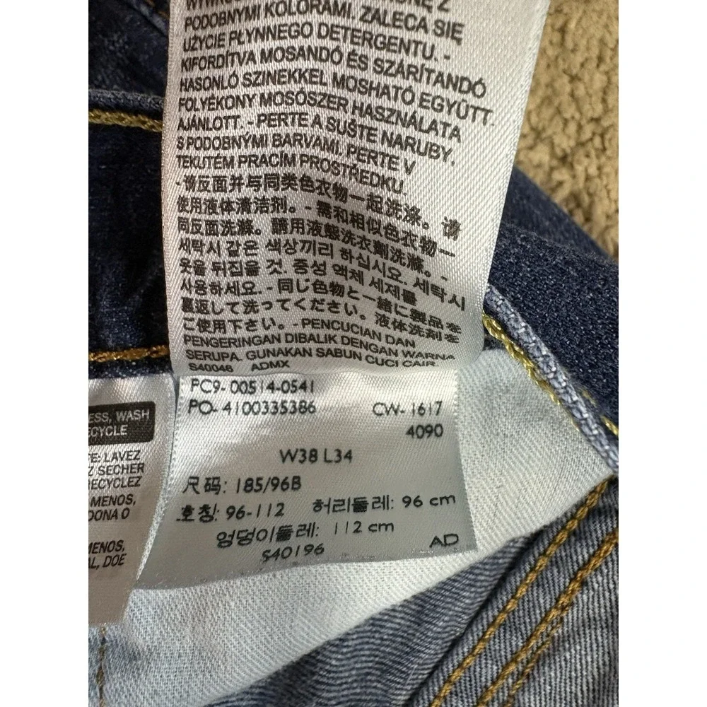 Levis 514 Jeans Men 38x34 Blue Straight Leg Mid Rise Preppy